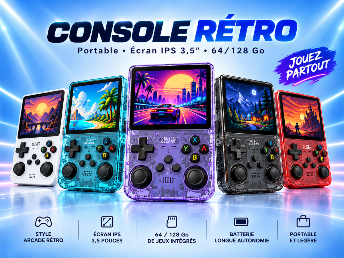 Console Rétro Portable R36S – Écran IPS 3,5" – 64/128 Go - Stickergameshop